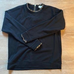 Jcrew black sweatshirt with leopard trim